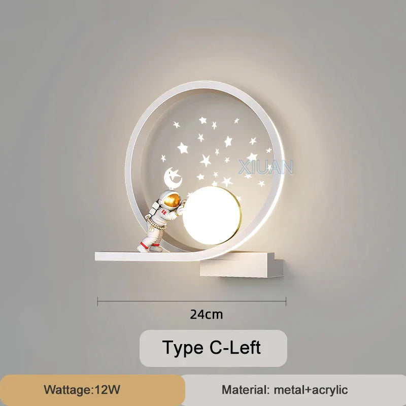 DecorBites™ Astronaut Wall Lamp: Gold White Black Bedroom Decor Resin Wall Mount Light