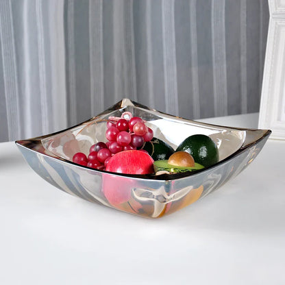 DecorBites™ Large Crystal Glass Fruit Plate | Elegant Home Luxury Decor Ornaments