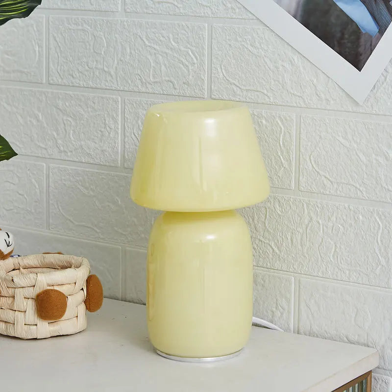 DecorBites™ Apollo Mushroom Glass Table Lamp - White Glass Bedside Night Light