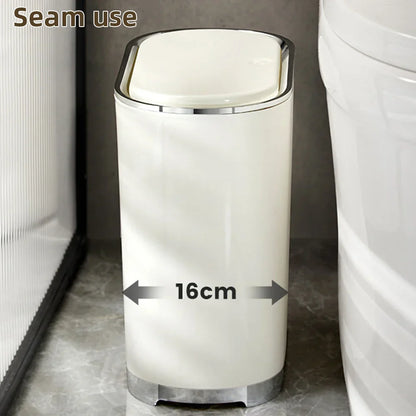 DecorBites™ Light Luxury Bathroom Trash Can with Lid for Kitchen, Living Room - Waterproof Narrow Waste Bin