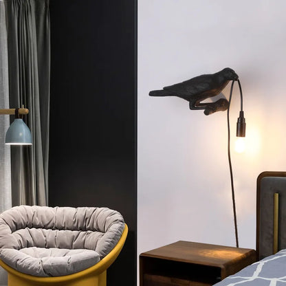 DecorBites™ Designer Bird Wall Lamp Modern Resin White Black LED Light Bedroom Living Room