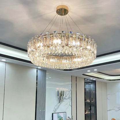 DecorBites™ Gold Round/Oval Crystal Chandelier for Living & Dining Room