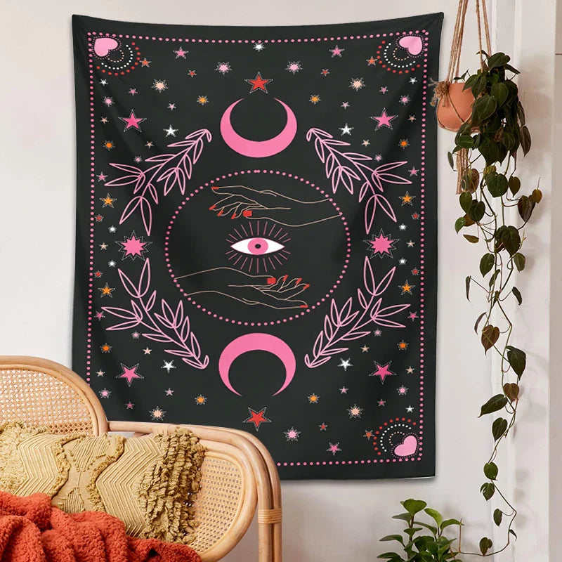 Decobites Moon Eye Botanical Hippie Tapestry Wall Hanging BoHo Home Decor Trippy Print Tapestry