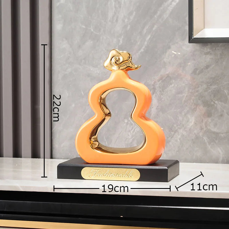Escultura Cerámica de Calabaza Dorada Decorbites™ Decoración de Escritorio Artesanías de Porcelana Ornamentos para la Habitación