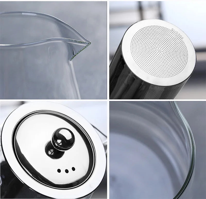 DecorBites™ Glass Teapot 550ml Infuser Strainer Puer Tea Pot Gaiwan Kettle Pu Erh Set