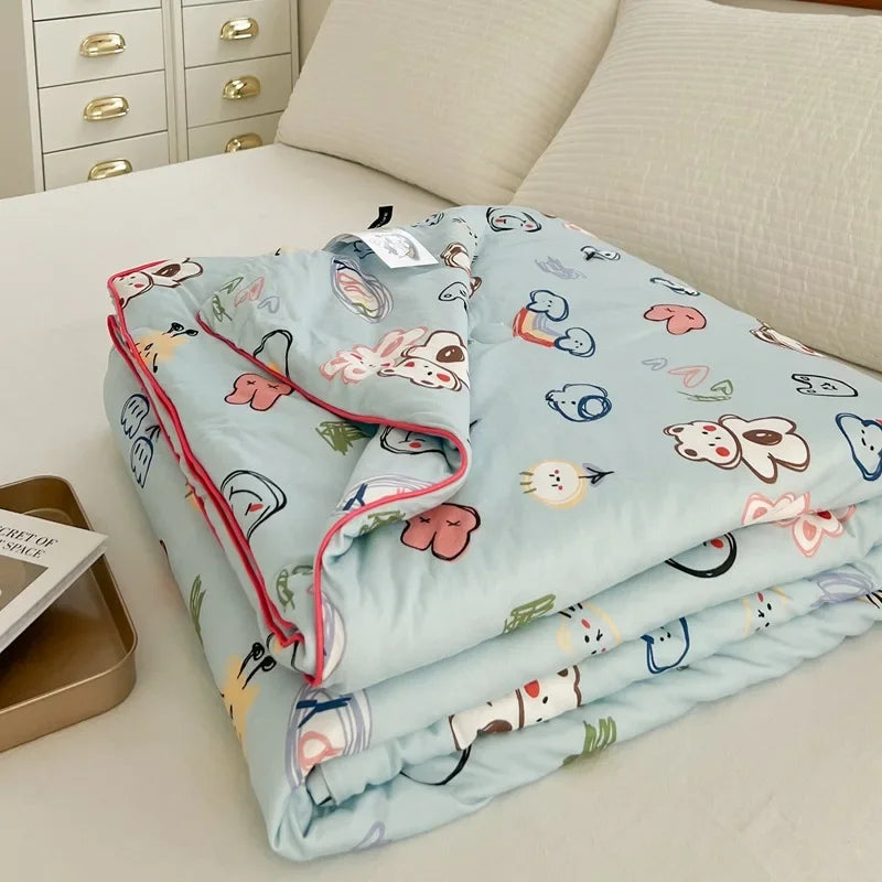 DecorBites™ Cartoon Patchwork Summer Cooling Blanket Lightweight Air Condition Comforter