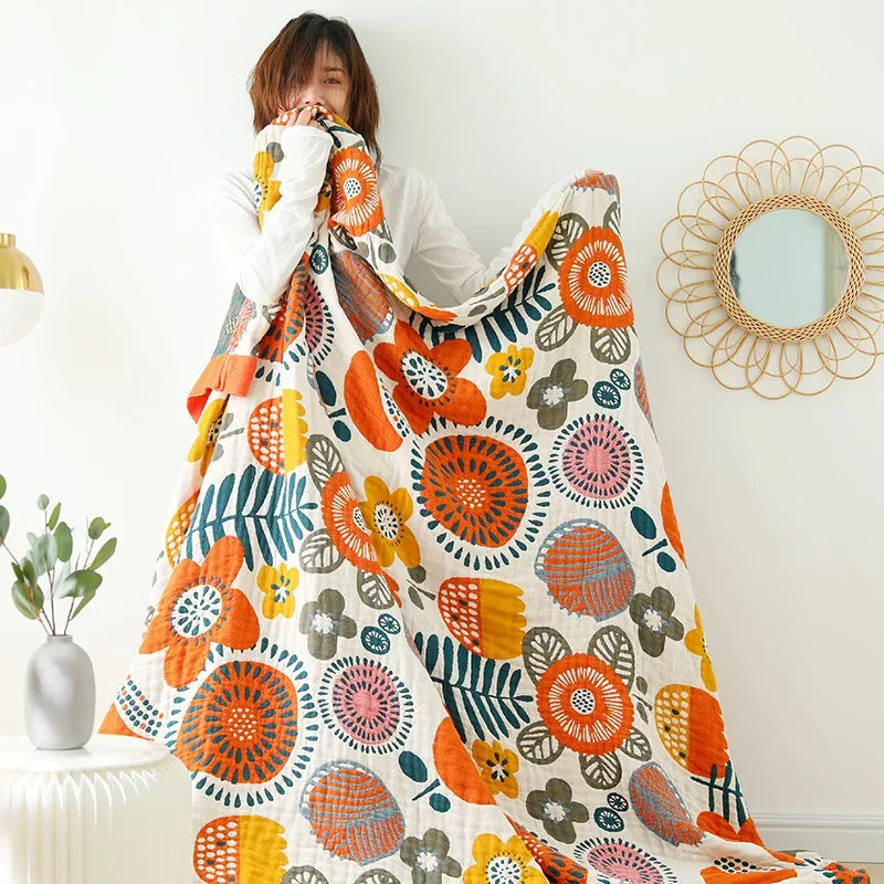 DecorBites™ Double Gauze Cotton Summer Blanket - Lightweight & Breathable