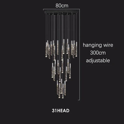 DecorBites™ Crystal Chrome LED Chandelier: Luxury Duplex Stair Loft Pendant Light for Living Room