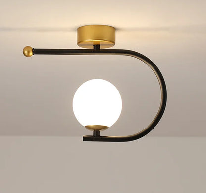 DecorBites™ Gold Glass LED Ceiling Light Simple Home Decor Living Room Bedroom Fixture