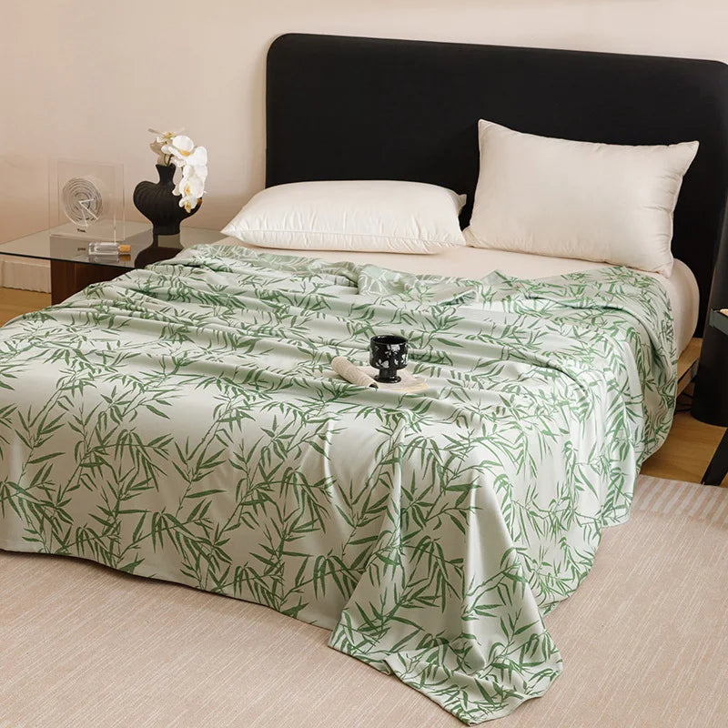 DecorBites™ Bamboo Fiber Summer Blanket - Single Double Bed Air Conditioning Lightweight Blanket