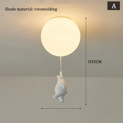 DecorBites™ Children Nordic Bear Astronaut LED Ceiling Chandelier - Kid's Theme Decor