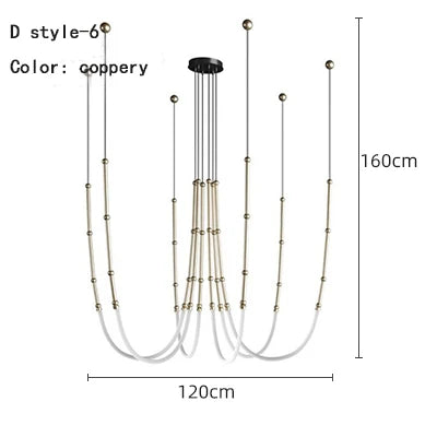 DecorBites™ Leda Black Line Chandelier: Stylish Luminaire for Dining & Living Room; Stairwell Lighting