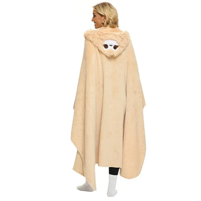 Decobites Cute Sloth Flannel Shawl Blanket for Cozy Autumn & Winter Warmth