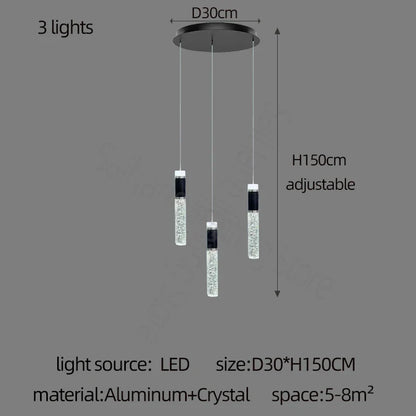 DecorBites™ Cylindrical Crystal Chandelier: Modern Villa Living Room Lamp for Stylish Interiors.