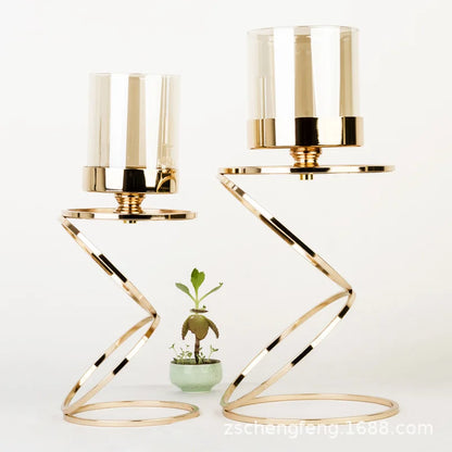 Portavelas de cristal con marco metálico dorado DecorBites™ - Centros de mesa para bodas y decoración del hogar