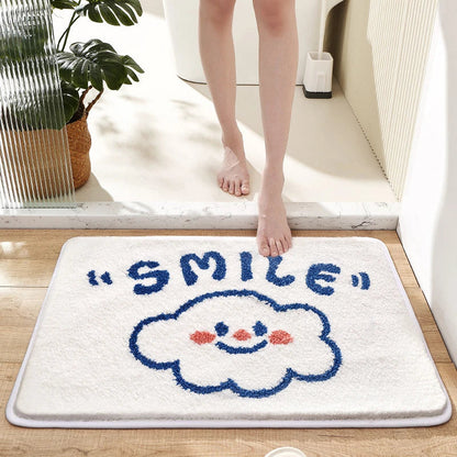 Decobites Cartoon Puppy Flocked Bathroom Rug Thicken Super Absorbent Water Bath Rugs