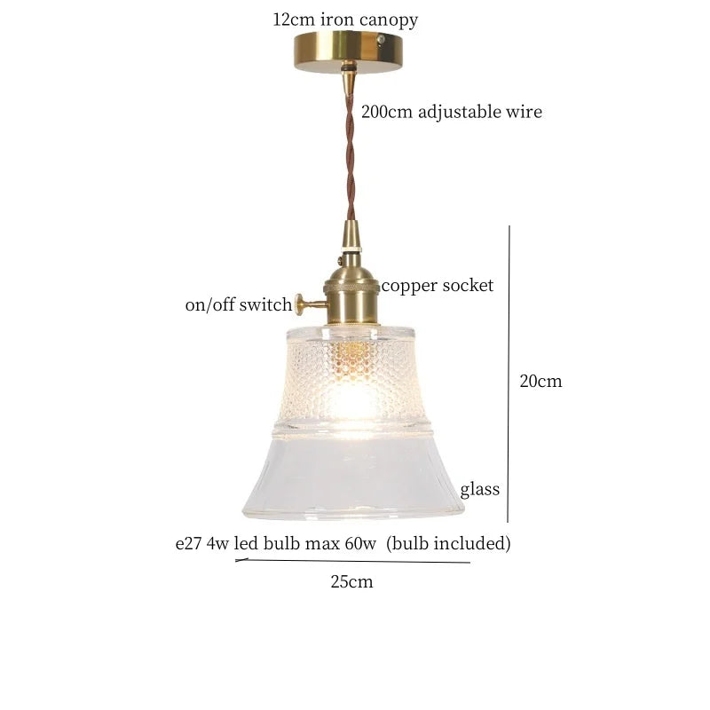 DecorBites™ Clear Glass LED Copper Pendant Lighting for Minimalist Decor