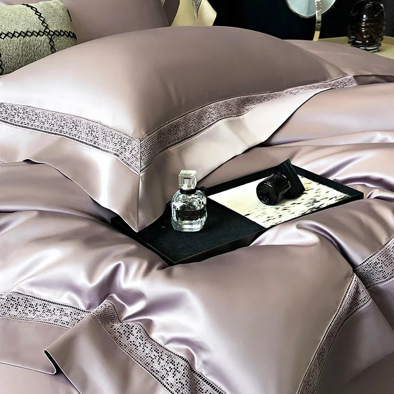 Decobites Silky 1500TC Egyptian Cotton Bedding Set with Wide Edge & Pillowcases