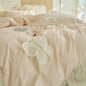 Decobites Korean Lace Ruffles Queen Size Duvet Cover with Bow Detail - Romantic French Design