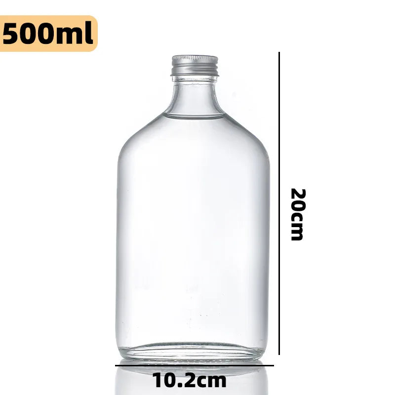 DecorBites™ Clear Glass Beverage Bottles: Reusable for Juicing, Smoothies, Kombucha, Tea, Milk, and Wine