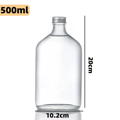 DecorBites™ Clear Glass Beverage Bottles: Reusable for Juicing, Smoothies, Kombucha, Tea, Milk, and Wine