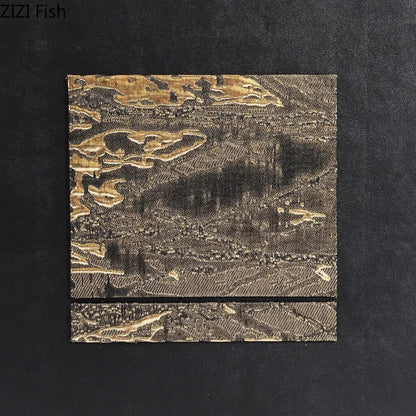 Cuadro colgante de tela dorada DecorBites™ Obra de arte abstracta moderna en relieve para pared