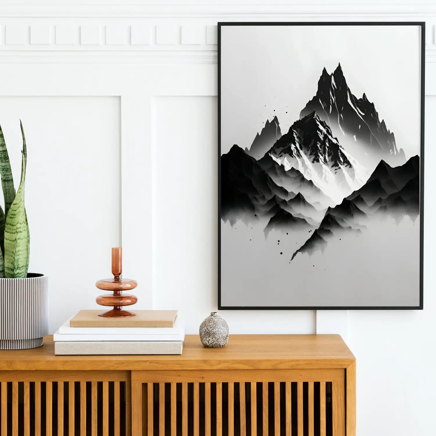 Decorbites™ Schwarz-Weiß-Berg-Baum-Landschaft-Wandkunst
