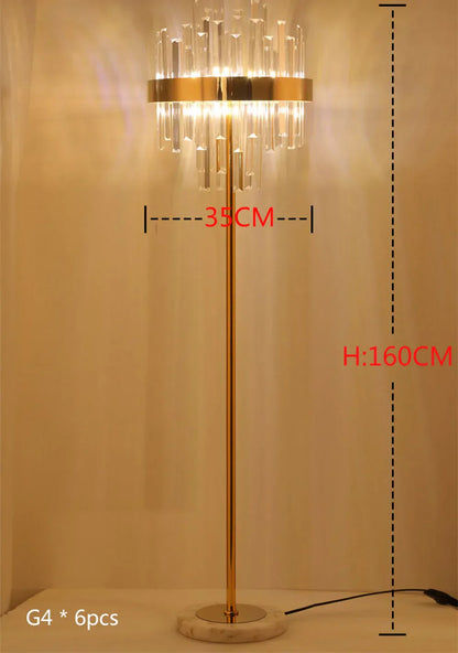 Lámpara de pie DecorBites™ Crystal Gold para dormitorio y sala de estar - Luz LED moderna de lujo