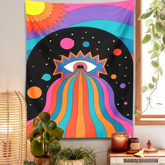 Decobites Sun Moon Rainbow Tapestry Wall Hanging for Boho Home Decor