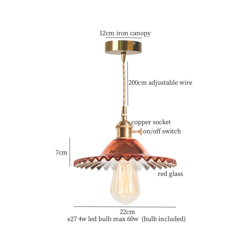 DecorBites™ Brass Amber Glass LED Pendant Light for Restaurant Bedside Kitchen Loft Bar