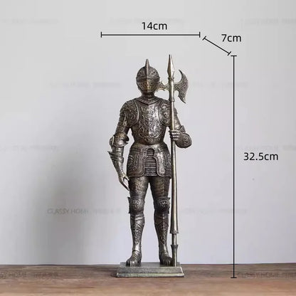 DecorBites™ Iron Armored Soldier Knight Sculpture Home Decor Figurine