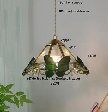 DecorBites™ Butterfly Tiffany Glass Pendant Lamp Modern Nordic LED Hanging Light