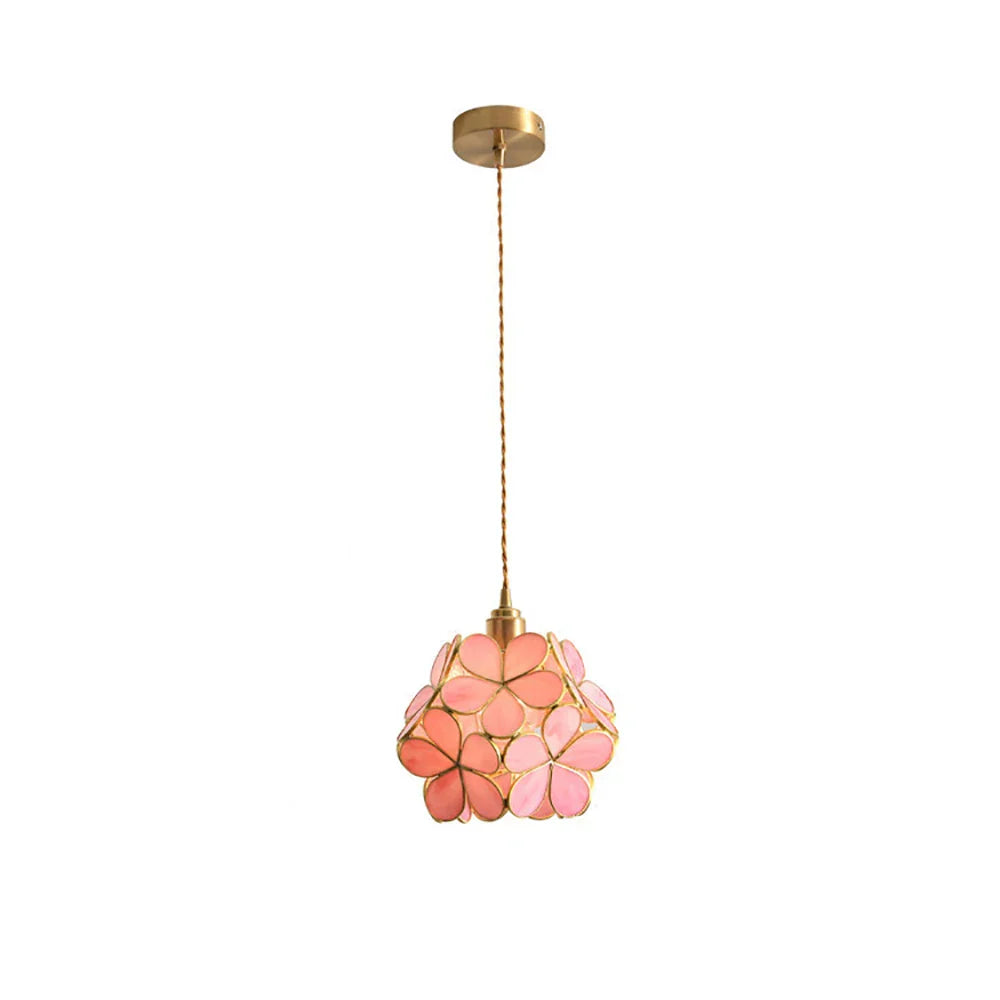 DecorBites™ Glass Petal Pendant Light: Handmade Modern Flower Stained Lamp for Bedroom & Living Room