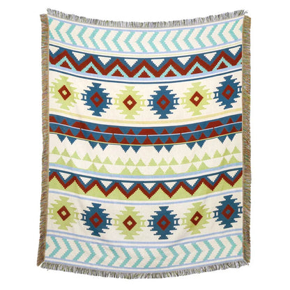 غطاء أريكة من بطانية الشاطئ من DecorBites™ - بطانية منقوشة بنقشة الريف الأمريكي - نسيج قطني مزخرف بشراشيب