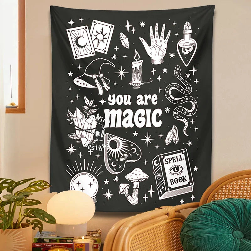 Decobites Magic Witchy Decor Tapestry: Tarot Snake Mushroom Aesthetic for Home & Living Room