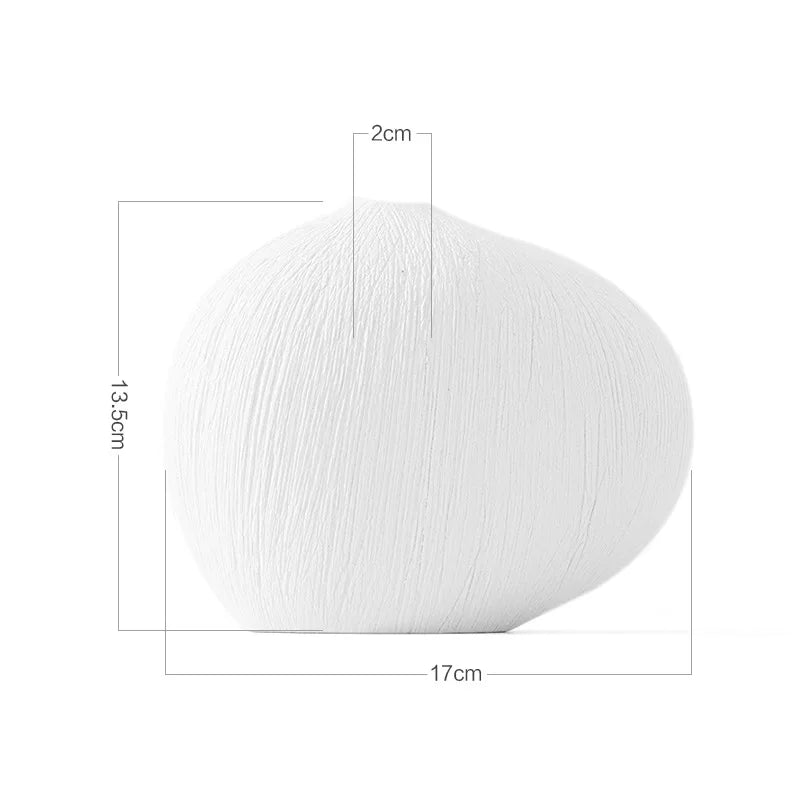 Jarrón de cerámica DecorBites™ con rayas geométricas y guijarros, accesorio para arreglos florales