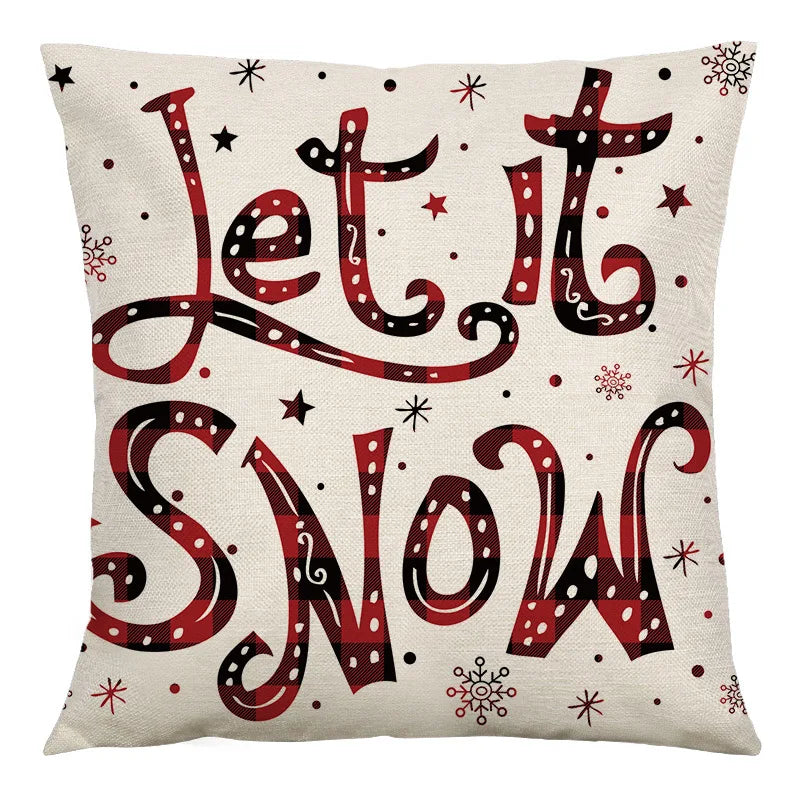 DecorBites™ Christmas Linen Cushion Cover 45x45cm Sofa Home Party Decor