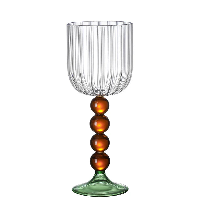 DecorBites™ Deluxe 12oz Colored Wine Glass Twister Stem Cup - Heat Resistant Retro Design