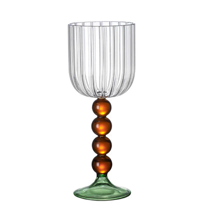 DecorBites™ Deluxe 12oz Colored Wine Glass Twister Stem Cup - Heat Resistant Retro Design