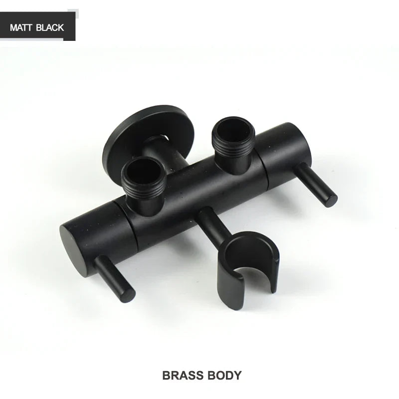 DecorBites™ Brass Bidet Shower Head with Double Outlet Angle Valve