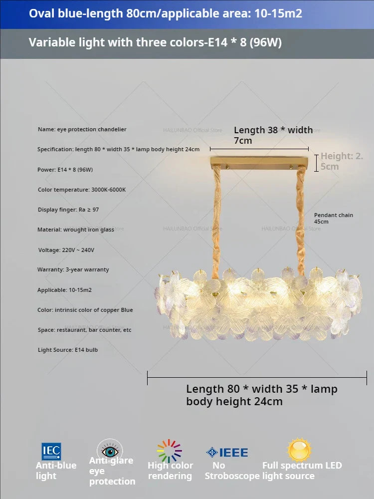 DecorBites™ Glass Flower Princess Room LightLux Postmodern French Cream Wind Lamp