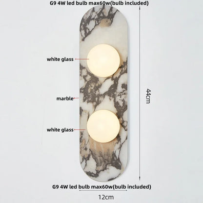 DecorBites™ LED Wall Light: French Luxury Glass Globe Stone Wall Lamp Fixture