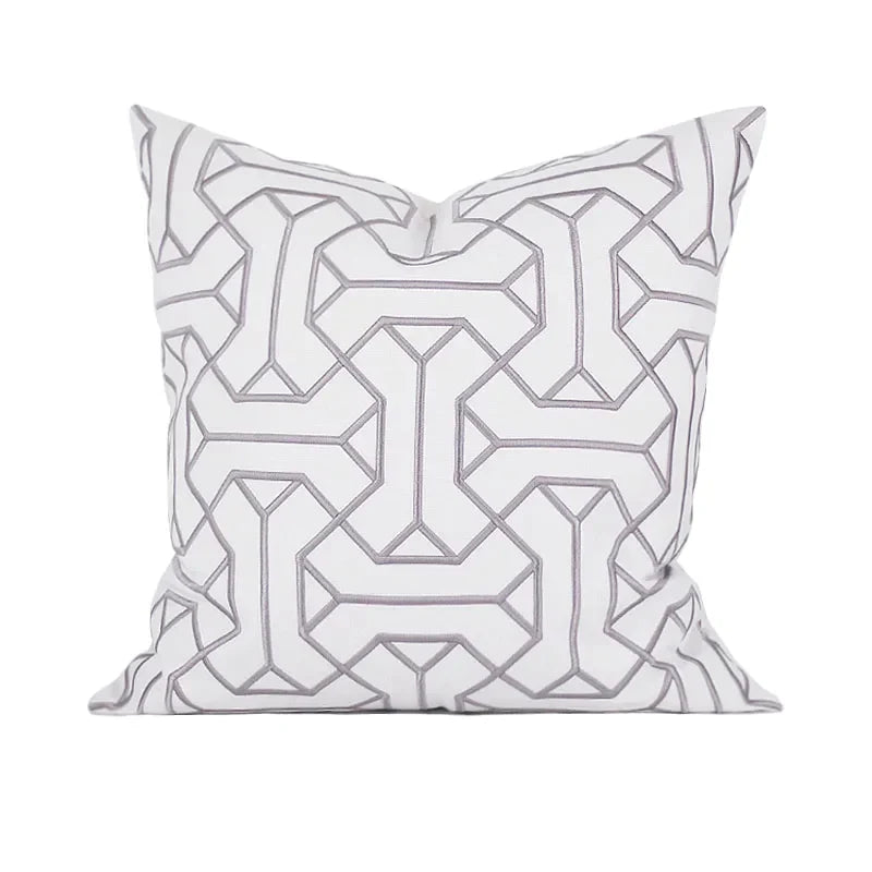 Fundas de cojín DecorBites™ Noble con bordado geométrico para sofá de sala de estar