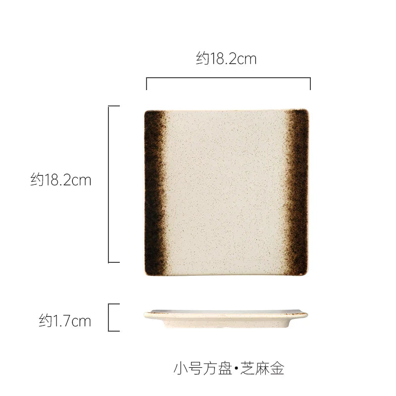DecorBites™ Glazed Barbecue Wing Plate with Knife - Japanese Style Tray for Roast Wings and Fish