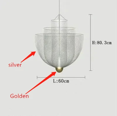 DecorBites™ Grid Meshmatics Dimmable LED Chandelier Pendant - Modern Metal Design