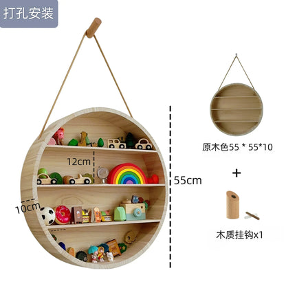 DecorBites™ Circular Wooden Frame Toy Storage Rack & Wall Decoration