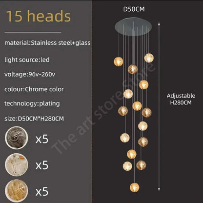 Lámpara de techo espiral de cristal DecorBites™ para una decoración moderna de sala de estar y cocina.