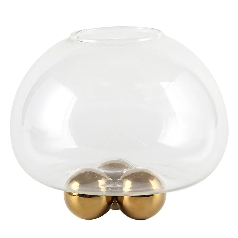 Jarrón de cristal geométrico dorado DecorBites™ para arreglos florales y decoración del hogar