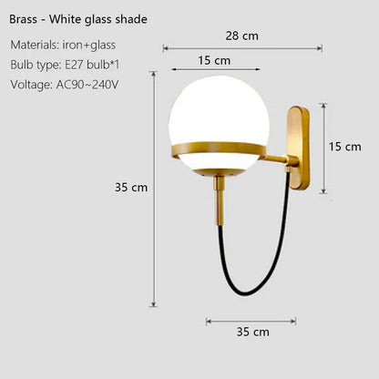 DecorBites™ Glass Shade Wall Sconce Lamps for Hotel Bedroom LED Lights