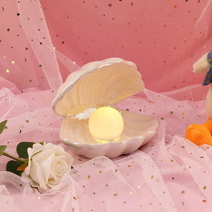 DecorBites™ Ceramic Shell Pearl Night Light: Modern Nordic Bedroom Decor and Bedside Lamp